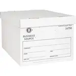Business Source Lift-off Lid Heavy-Duty Storage Box - External Dimensions: 12" Width x 15" Depth x 10"Height - Media Size Supported: Legal, Letter - Lift-off Closure - Heavy Duty - Stackable - Cardboard - White - For File - Recycled - 12 / Carton