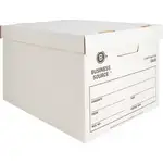 Business Source Quick Setup Medium-Duty Storage Box - External Dimensions: 12" Width x 15" Depth x 10"Height - Media Size Supported: Legal, Letter - Lift-off Closure - Medium Duty - Stackable - White - For File - Recycled - 12 / Carton