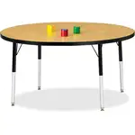 Jonti-Craft Berries Adult Height Color Top Round Table - For - Table TopBlack Oak Round, Laminated Top - Four Leg Base - 4 Legs - Adjustable Height - 24" to 31" Adjustment x 1.13" Table Top Thickness x 48" Table Top Diameter - 31" Height - Assembly Requir