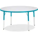 Jonti-Craft Berries Adult Height Color Edge Round Table - For - Table TopLaminated Round, Teal Top - Four Leg Base - 4 Legs - Adjustable Height - 24" to 31" Adjustment x 1.13" Table Top Thickness x 48" Table Top Diameter - 31" Height - Assembly Required -