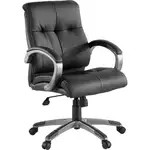 Lorell Low-back Executive Office Chair - Black Leather Seat - 5-star Base - Black - 1 Each