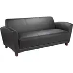 Lorell Accession Reception Sofa - 75" x 34.5" x 31.3" - Leather Black Seat - Leather Black Back - 1 Each