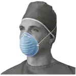 Medline Cone-style Face Mask - Blue - Latex-free, Fluid Resistant, Rounded Edge - 50 / Box