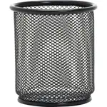 Lorell Mesh Wire Pencil Cup Holder - 3.5" x 3.9" x - Steel - 1 Each - Black