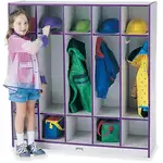Jonti-Craft Rainbow Accents 5-section Coat Locker - 5 Compartment(s) - 50.5" Height x 48" Width x 15" Depth - Double Hook, Durable, Laminated, Rounded Corner - Purple - 1 Each