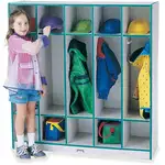 Jonti-Craft Rainbow Accents 5-section Coat Locker - 5 Compartment(s) - 50.5" Height x 48" Width x 15" Depth - Double Hook, Durable, Laminated, Rounded Corner - Teal - 1 Each