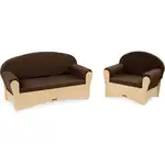 Jonti-Craft Komfy Sofa/Chair 2-piece Set - Rounded Edge - Material: Fabric, Foam, Acrylic - Finish: Baltic, Espresso - Comfortable, Durable, UV Resistant, Non-yellowing