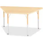 Jonti-Craft Berries Adult-Size Maple Prism Trapezoid Table - For - Table TopLaminated Trapezoid, Maple Top - Four Leg Base - 4 Legs - Adjustable Height - 24" to 31" Adjustment - 48" Table Top Length x 24" Table Top Width x 1.13" Table Top Thickness - 31" 