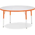 Jonti-Craft Berries Adult Height Color Edge Round Table - For - Table TopLaminated Round, Orange Top - Four Leg Base - 4 Legs - Adjustable Height - 24" to 31" Adjustment x 1.13" Table Top Thickness x 48" Table Top Diameter - 31" Height - Assembly Required
