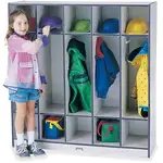 Jonti-Craft Rainbow Accents 5-section Coat Locker - 5 Compartment(s) - 50.5" Height x 48" Width x 15" Depth - Durable, Laminated, Kick Plate, Double Hook - Navy Blue - 1 Each