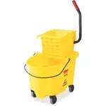 Rubbermaid Commercial Wave Brake Side Press Mop Bucket - 6.50 gal - 16.8" x 15.6" x 18.6" - Tubular Steel, Plastic - Yellow - 1 Each