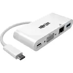 Tripp Lite by Eaton USB-C Multiport Adapter VGA USB 3.x (5Gbps) Hub Port Gigabit Ethernet and 60W PD Charging White - for Notebook/Tablet PC - 2 x USB Ports - 2 x USB 3.0 - Network (RJ-45) - VGA - Wired