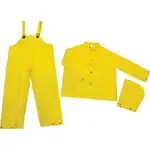 River City Three-piece Rainsuit - Recommended for: Agriculture, Construction, Transportation, Sanitation, Carpentry, Landscaping - Extra Large Size - Water Protection - Snap Closure - Polyester, Polyvinyl Chloride (PVC) - Yellow - 1 Each