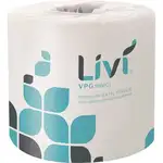 Livi Leaf VPG Bath Tissue - 2 Ply - 4.49" x 3.98" - 500 Sheets/Roll - White - Virgin Fiber - Embossed, Absorbent - For Office Building, Restroom - 80 / Carton