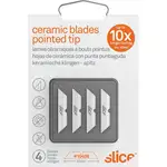 Slice Pointed Tip Ceramic Cutter Blades - 1.30" Length - Pointed Tip, Rust Resistant, Dual-sided, Non-magnetic, Non-conductive, Reversible, Non-sparking - Zirconium Oxide - 4 / Pack - White