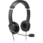 Kensington Hi-Fi Headphones with Mic - Stereo - Mini-phone (3.5mm) - Wired - Over-the-head - Binaural - Circumaural - 6 ft Cable - Noise Cancelling Microphone - Noise Canceling - Black