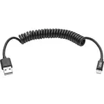 Tripp Lite by Eaton Lightning Connector USB Coiled Cable - 4 ft Lightning/USB Data Transfer Cable for Desktop Computer, iPhone, iPad, iPod, Notebook, Charger - First End: Lightning - Second End: USB Type A - Nickel Plated Connector - Black - 1 Each
