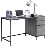 Lorell SOHO Desk with Side Drawers - 55" x 23.6"30" - 3 x File Drawer(s) - Single Pedestal on Right Side - Finish: Charcoal