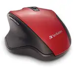 Verbatim Silent Ergonomic Wireless Blue LED Mouse - Red - Blue LED/Optical - Wireless - Radio Frequency - 2.40 GHz - Red - 1 Pack - USB - 1600 dpi - 6 Button(s)
