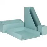 U Brands 4 Piece Desk Organization Kit - 4.1" Height x 9.8" Width12" Length%Desktop - Sturdy, Lightweight - Teal - Chipboard, Paper - 1 Each
