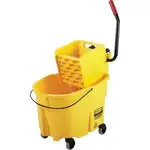 Rubbermaid Commercial Mop Bucket/Wringer Combination - 8.75 gal - Putty Knife Holder - 38.1" x 16" x 23.1" - Plastic, Steel - Yellow - 1 Each