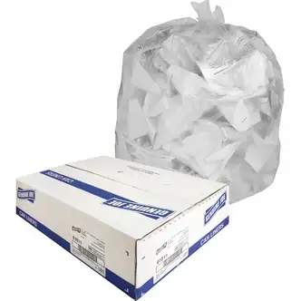 Genuine Joe Clear Trash Can Liners - Small Size - 16 gal Capacity - 24" Width x 33" Length - 0.60 mil (15 Micron) Thickness - Low Density - Clear - 500/Carton