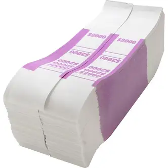 Sparco White Kraft ABA Bill Straps - 1000 Wrap(s)Total $2,000 in $20 Denomination - Kraft - Violet - 1000 / Pack