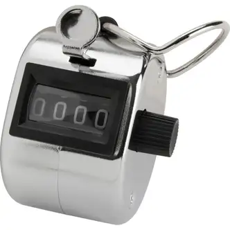 Sparco Finger Ring Tally Counter - 4 Digit - Finger Ring - Handheld - Chrome Plated Steel - Silver