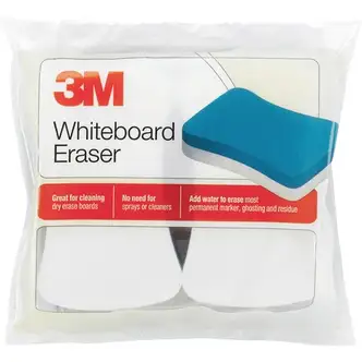 3M Whiteboard Erasers - White, Blue - 5" Width x 3" Height x - 2 / Pack