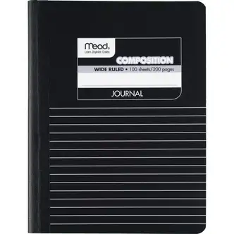 Mead Square Deal Black Marble Journal - 100 Sheets - Sewn - 7 1/2" x 9 3/4" - Black Marble Cover - Schedule - 1 Each