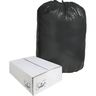 Nature Saver Black Low-density Recycled Can Liners - Extra Large Size - 60 gal Capacity - 38" Width x 58" Length - 1.25 mil (32 Micron) Thickness - Low Density - Black - Plastic - 100/Carton - Cleaning Supplies - Recycled