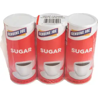 Genuine Joe Sugar - Canister - 20 oz (567 g) - Natural Sweetener - 3/Pack