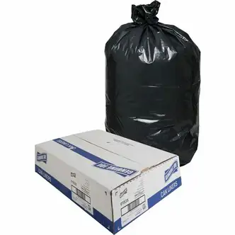 Genuine Joe Heavy-Duty Trash Can Liners - 60 gal Capacity - 39" Width x 56" Length - 1.50 mil (38 Micron) Thickness - Low Density - Black - Plastic Resin - 50/Carton - Debris, Can, Waste