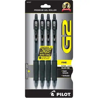 Pilot G2 Premium Gel Roller Pens - Fine Pen Point - 0.7 mm Pen Point Size - Refillable - Retractable - Black Gel-based Ink - 4 / Pack
