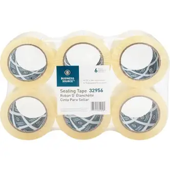 Business Source Heavy-duty Packaging Tape - 54.67 yd Length x 1.88" Width - 3" Core - Pressure-sensitive Poly - 3.54 mil - Rubber Backing - Tear Resistant, Split Resistant, Breakage Resistance - For Packing, Sealing - 6 / Pack - Clear