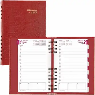Blueline Brownline Coilpro Daily Appointment Planner - Daily - January 2024 - December 2024 - 7:00 AM to 7:30 PM - Half-hourly - 5" x 8" Sheet Size - Red - Laminated - 1 Each