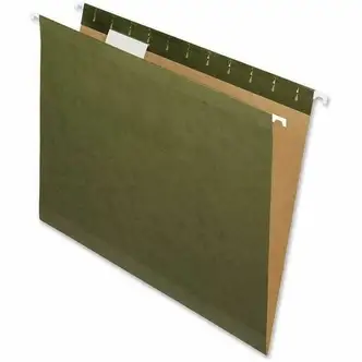 Nature Saver 1/5 Tab Cut Letter Recycled Hanging Folder - 8 1/2" x 11" - Poly - Standard Green - 100% Recycled - 25 / Box