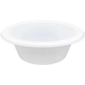 Genuine Joe 12 oz Reusable Plastic Bowls - Serving - Disposable - White - Plastic Body - 125 / Pack