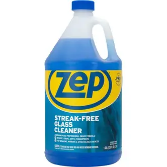 Zep Streak-free Glass Cleaner - For Glass - 128 fl oz (4 quart) - 1 Each - Streak-free, Disinfectant, Heavy Duty - Blue
