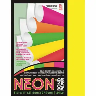 Pacon Neon Multipurpose Paper - Yellow - Letter - 8.50" x 11" - 24 lb Basis Weight - 100 Sheets/Pack - Bond Paper - Neon Yellow