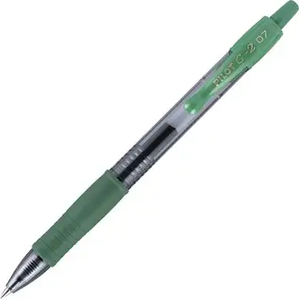 Pilot G2 Retractable Gel Ink Rollerball Pens - Fine Pen Point - 0.7 mm Pen Point Size - Refillable - Retractable - Green Gel-based Ink - 1 Dozen