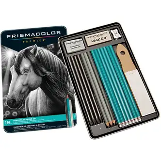 Prismacolor Premier Graphite Set - 8B, 6B, 4B, 2B, B, HB, 2H, 4H, 6H Pencil Grade - Graphite Lead - Turquoise Barrel - Latex-free Eraser - 18 / Pack