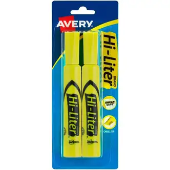 Avery® Desk-Style Highlighters - Chisel Marker Point Style - Fluorescent Yellow Water Based Ink - 1 / Pack