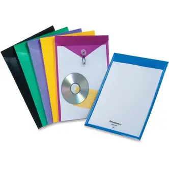 Pendaflex ViewFront Letter Vinyl File Pocket - 8 1/2" x 11" - Poly - Blue, Black, Yellow, Purple, Green, Magenta - 1 Each