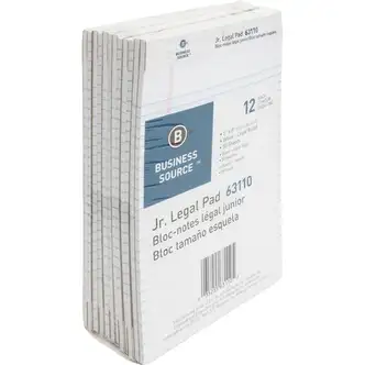 Business Source Writing Pads - 50 Sheets - 0.28" Ruled - 16 lb Basis Weight - Jr.Legal - 8" x 5" - White Paper - Micro Perforated, Easy Tear, Sturdy Back - 1 Dozen