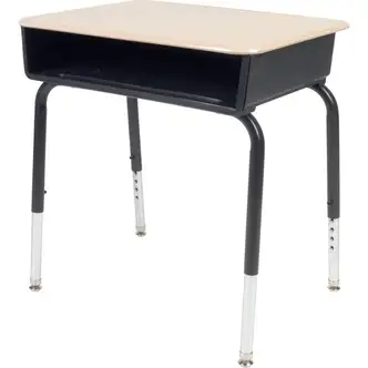 Virco 785 Open Front Student Desk with Book Box - Sandstone Rectangle Top - 4 Legs - Adjustable Height - 22" to 30" Adjustment - 24" Table Top Length x 18" Table Top Width - 30" Height - Assembly Required - Chrome, Laminated - 2 / Carton