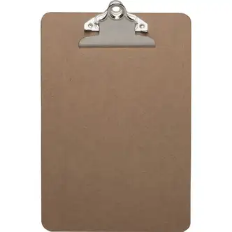 Business Source Mini Clipboard with Standard Metal Clip - Standard - 6" x 9" - Hardboard - Brown - 1 Each