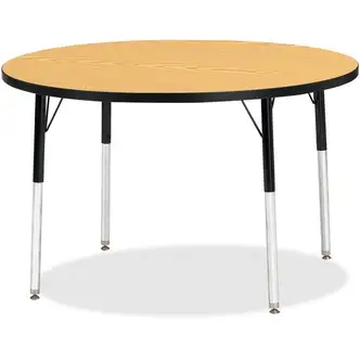 Jonti-Craft Berries Adult Height Color Top Round Table - Black Oak Round, Laminated Top - Four Leg Base - 4 Legs - Adjustable Height - 24" to 31" Adjustment x 1.13" Table Top Thickness x 42" Table Top Diameter - 31" Height - Assembly Required - Powder Coa