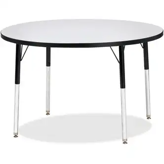 Jonti-Craft Berries Adult Height Color Edge Round Table - Black Round, Laminated Top - Four Leg Base - 4 Legs - Adjustable Height - 24" to 31" Adjustment x 1.13" Table Top Thickness x 42" Table Top Diameter - 31" Height - Assembly Required - Powder Coated