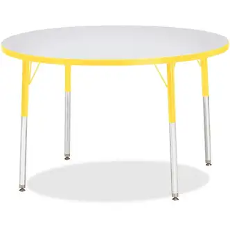 Jonti-Craft Berries Adult Height Color Edge Round Table - Laminated Round, Yellow Top - Four Leg Base - 4 Legs - Adjustable Height - 24" to 31" Adjustment x 1.13" Table Top Thickness x 42" Table Top Diameter - 31" Height - Assembly Required - Powder Coate